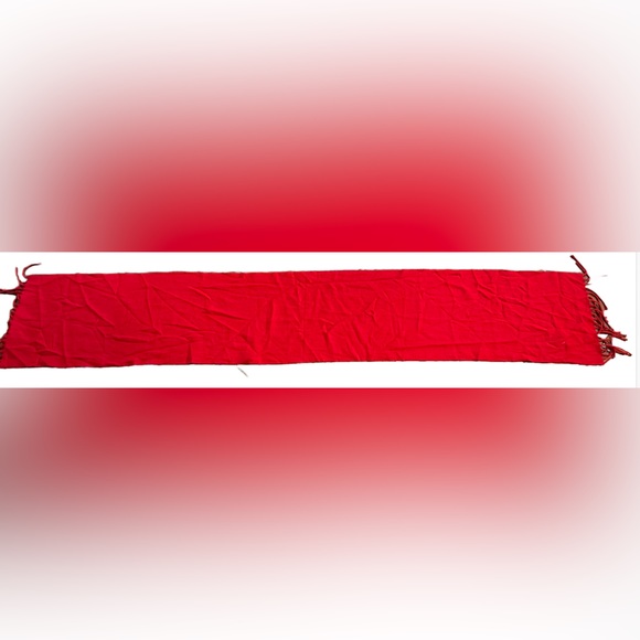 Cejon Women’s Italian Solid Woven Fringe Scarf Red Holiday Red - Picture 4 of 7